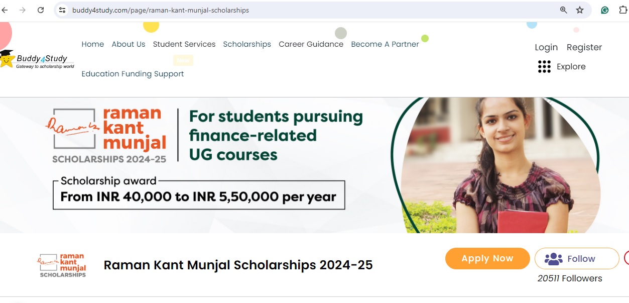 Raman kant munjal scholarship 2024 application
