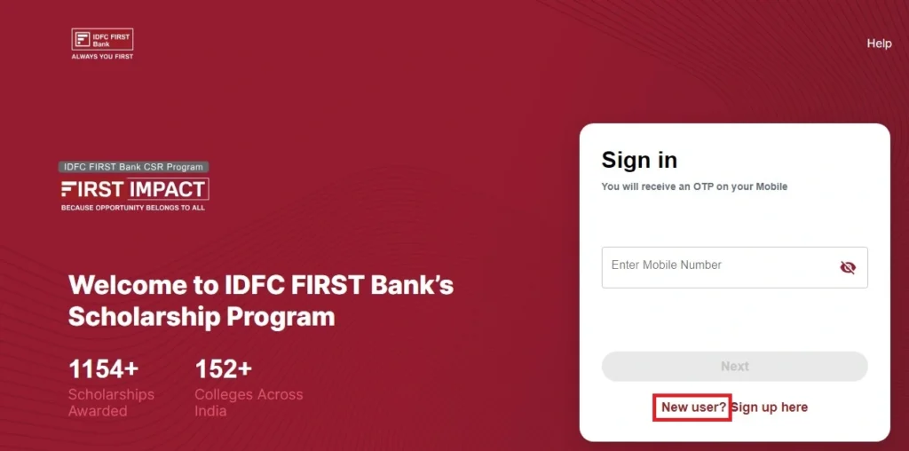 IDFC first bank scholarship registration 
