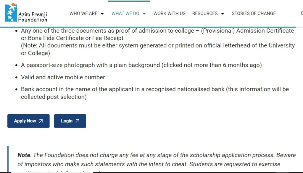 azim premji scholarship application form 