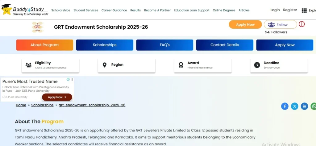 GRT Endowment Scholarship