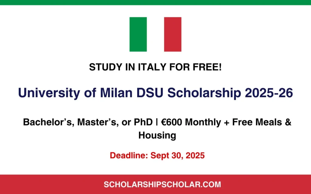 University of Milan DSU Scholarship 2025-26