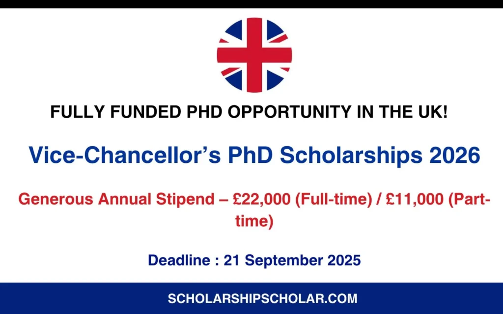 Vice Chancellor’s PhD Scholarships 2026