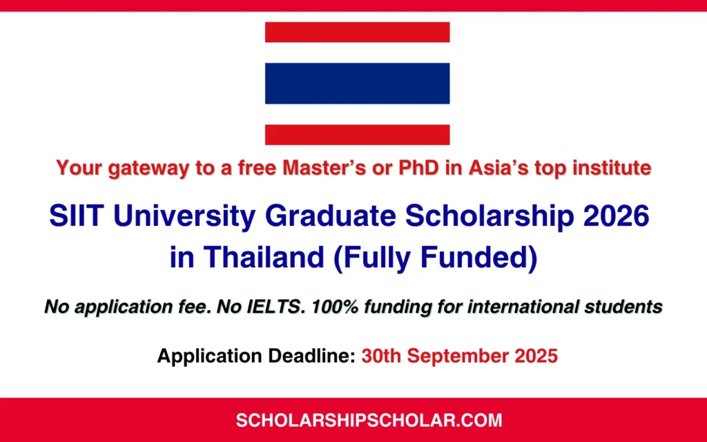 SIIT University Graduate Scholarship 2026 in Thailand (Fully Funded)