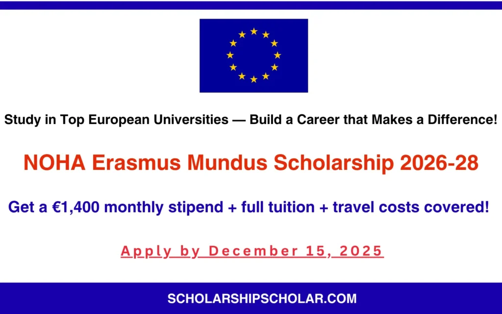 NOHA Erasmus Mundus Scholarship 2026-28