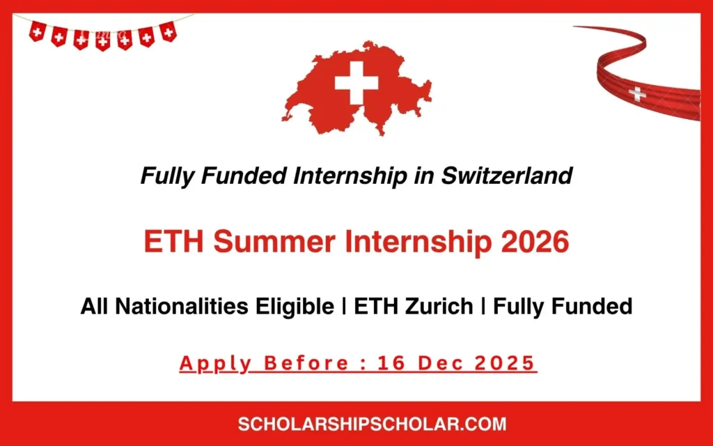 ETH Summer Internship 2026 in Switzerland 