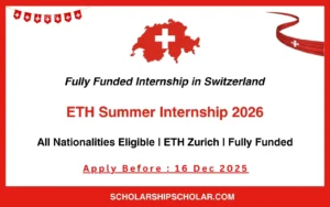 ETH Summer Internship 2026 in Switzerland