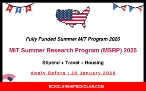 MIT Summer Research Program (MSRP) 2026 in the USA