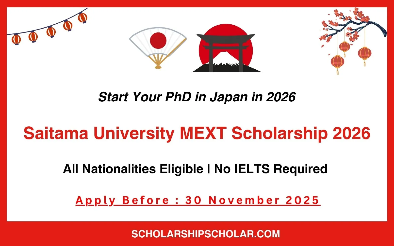 Saitama University MEXT Scholarship 2026