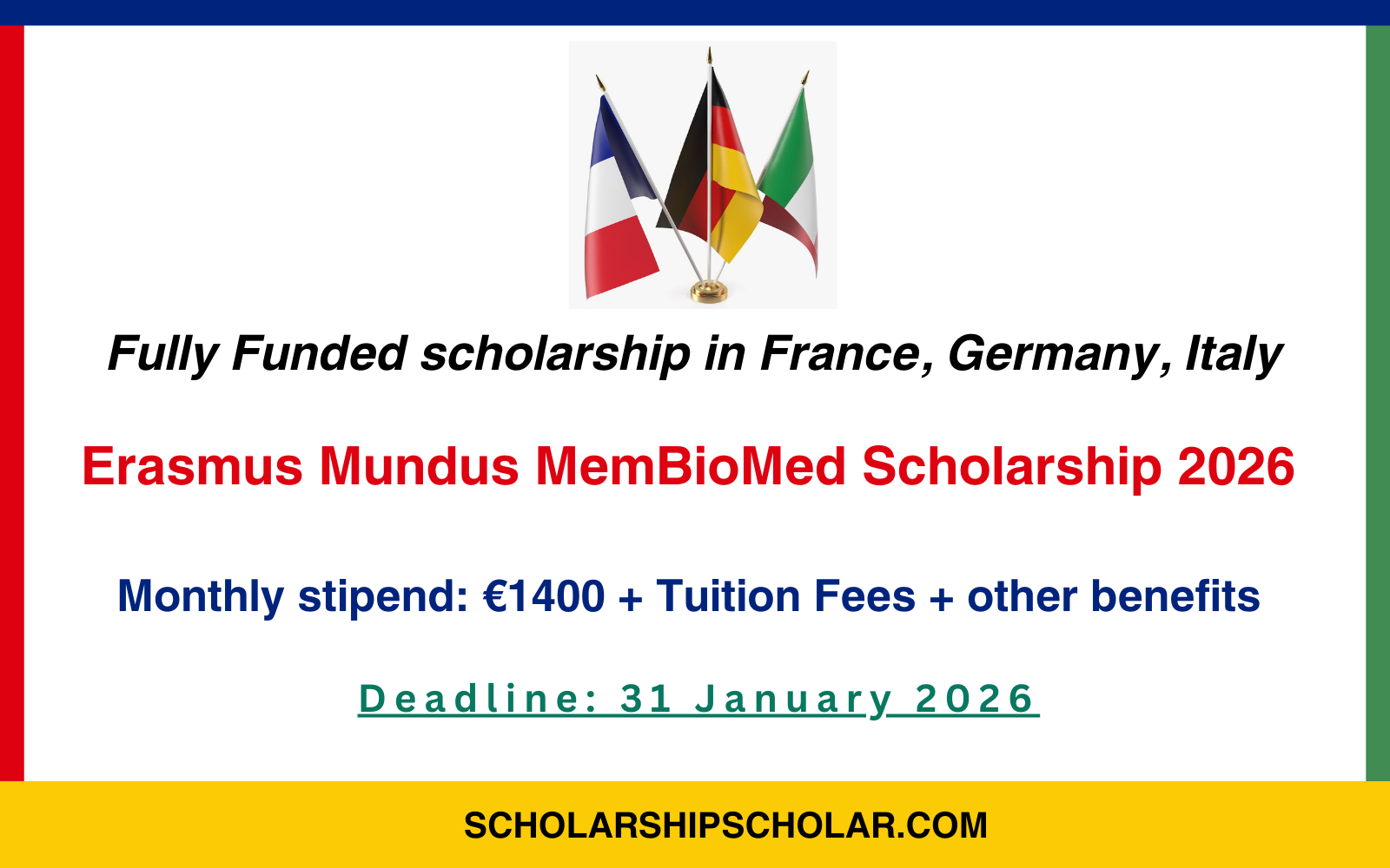 Erasmus Mundus MemBioMed Scholarship 2026