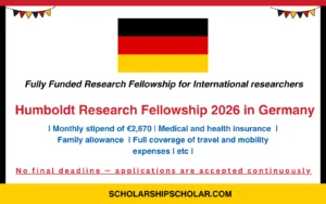 Humboldt Research Fellowship 2026