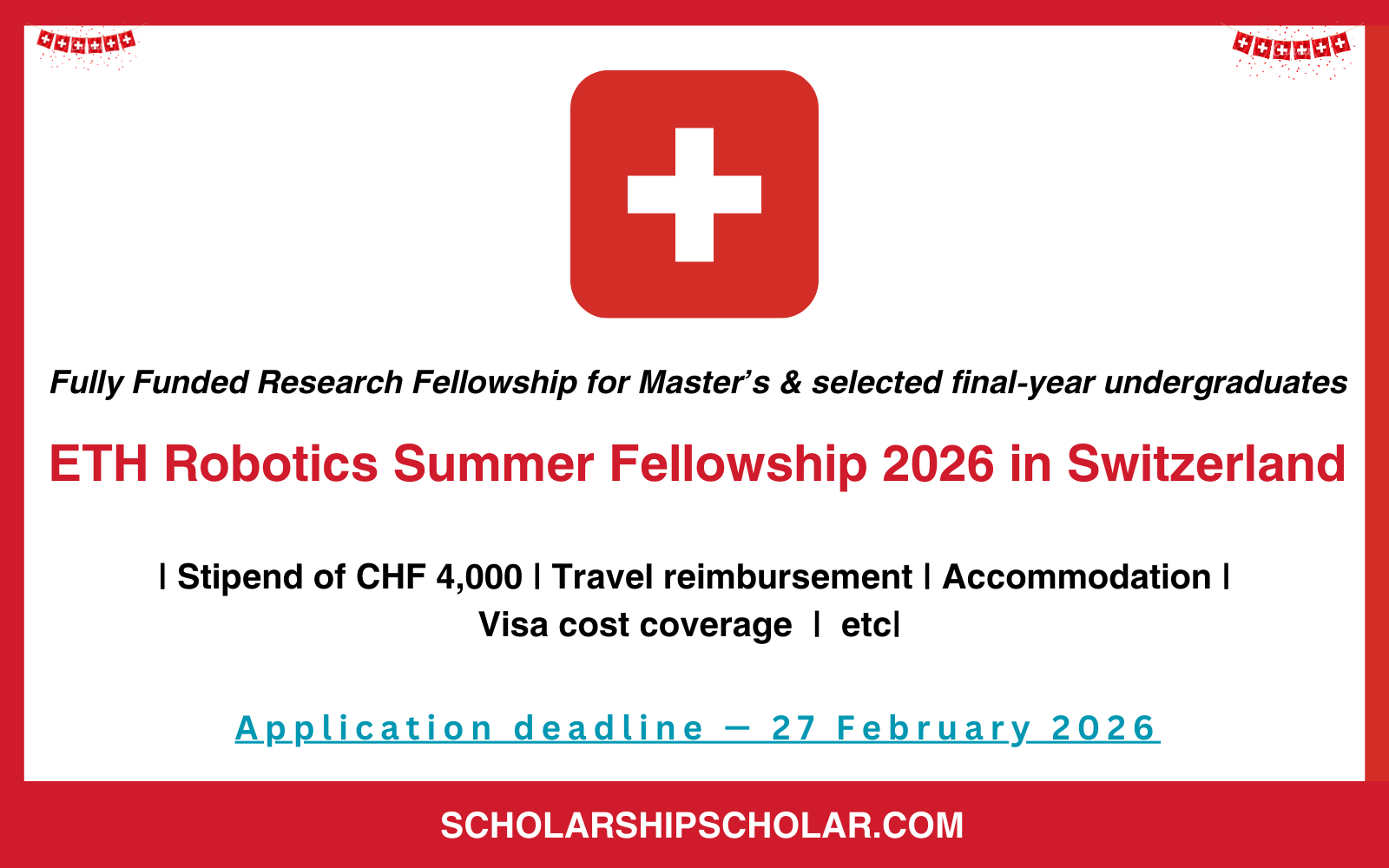 ETH Robotics Summer Fellowship 2026