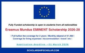 Erasmus Mundus EMINENT Scholarship 2026-28