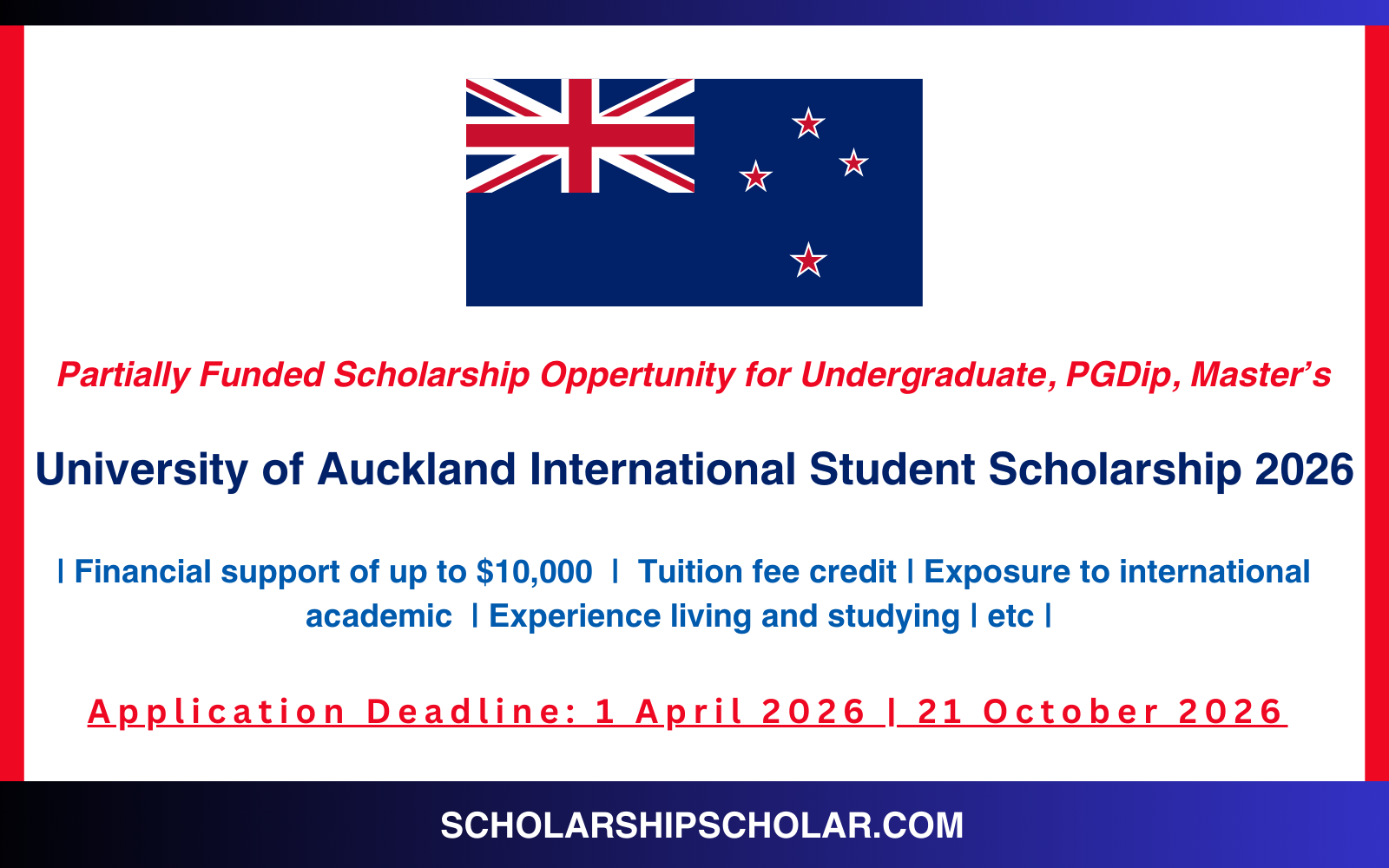 University of Auckland International Student Scholarship 2026