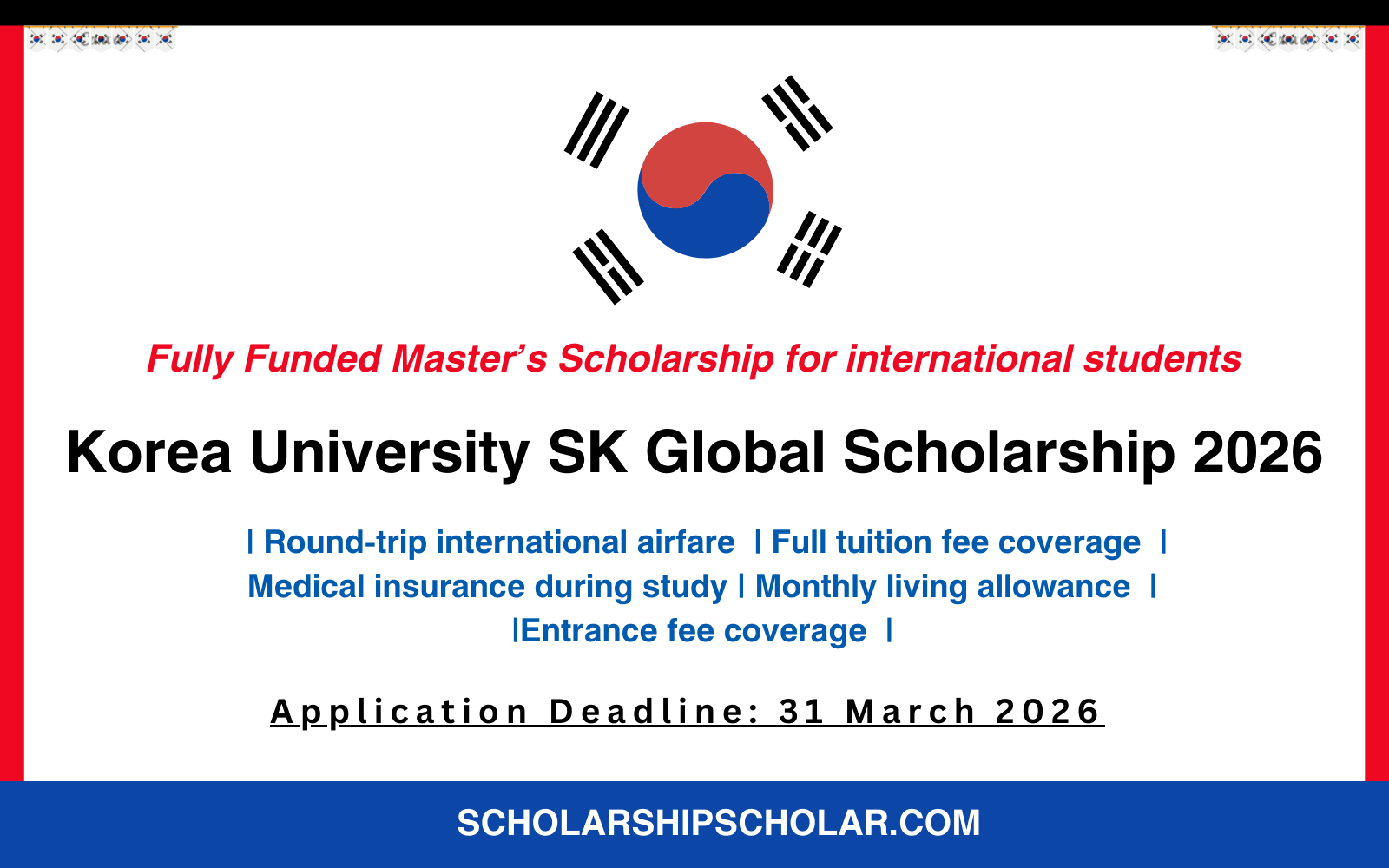 Korea University SK Global Scholarship 2026